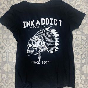 INK ADICT XL black logo tee skull tee tattoo